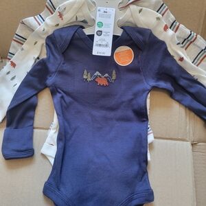 (Case Of 12) Navy Blue Baby Bodysuit with Bear Embroidery